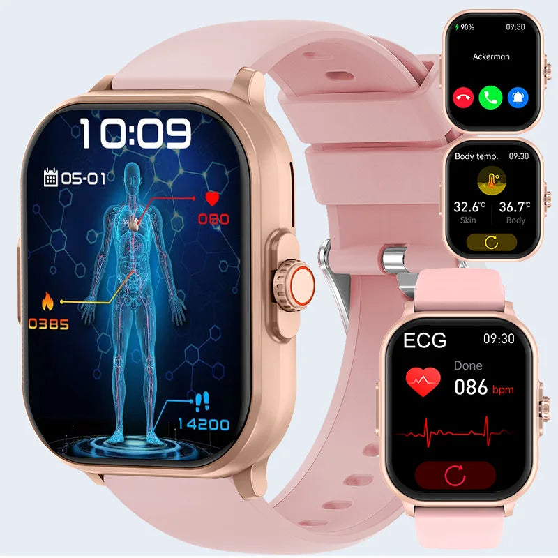 2026 New AI Healthy Diagnose ECG+PPG Smart Watch Blood Lipid Uric Acid Bluetooth Call Blood Pressure Health Smartwatch Women