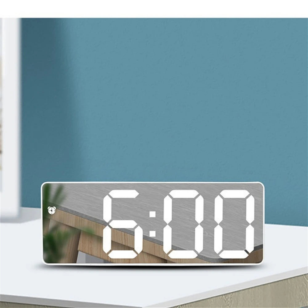 Bedside LED Digital Alarm Clock With Temperature Display Curved Screen