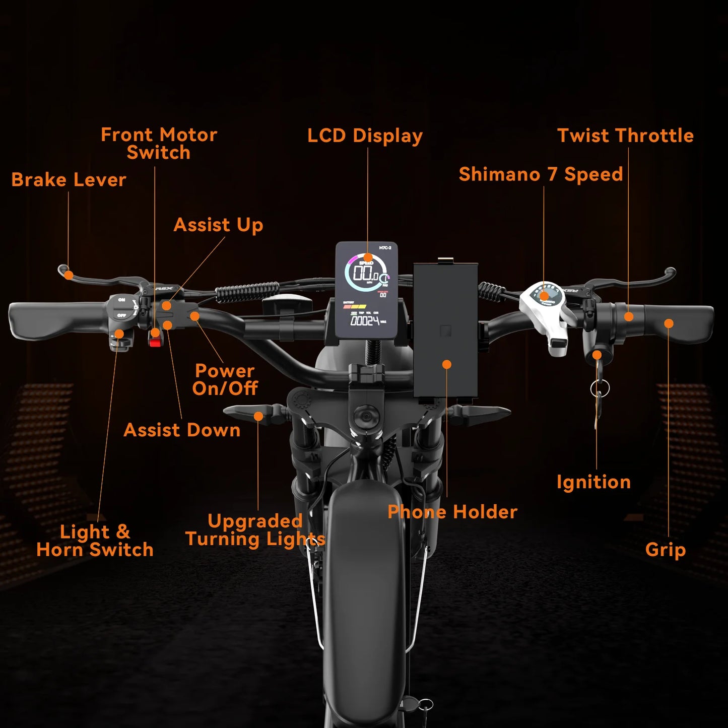 Dual-Motor Electric Bicycle for Adults 52V 46AH 20-Inch Fat Tire 3000W Peak 38MPH 160Miles 7-Speed Commuter Road Electric Bike