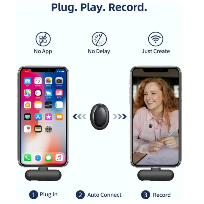 Wireless Mini Microphone AI Noise Cancellation - 48kHz/24bit Studio Sound, 35Hours Battery, USB-C Lapel Lavalier Mic for iPhone, Android, Computer, Content Creators, YouTube, Streaming & Interviews
