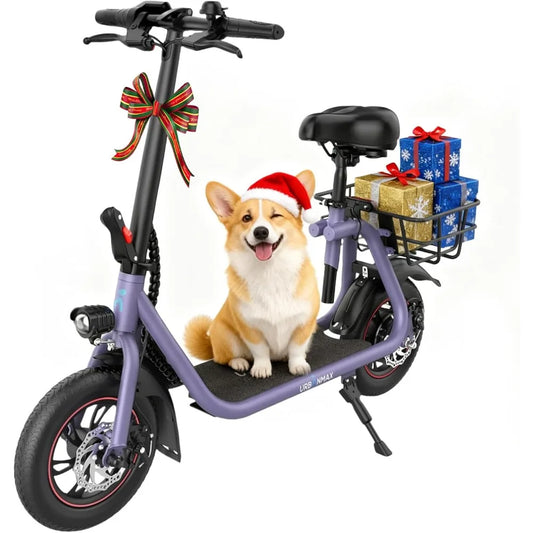 Foldable Electric Scooter for Adults Teens 20 Miles Range 265 Lbs Capacity 16MPH Commuter Scooter with Seat Basket