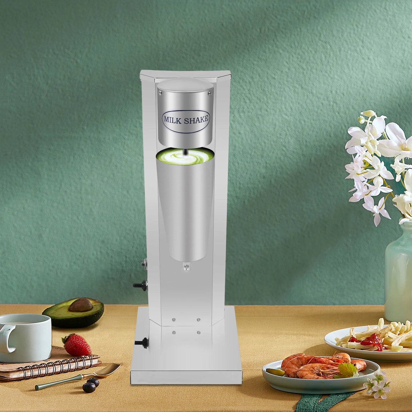 27oz Electric Drink Mixer Milkshake Maker Milk Frother 2 Speeds Stainless Steel Milkshake Double Head Electric Blender w/ PC Cup