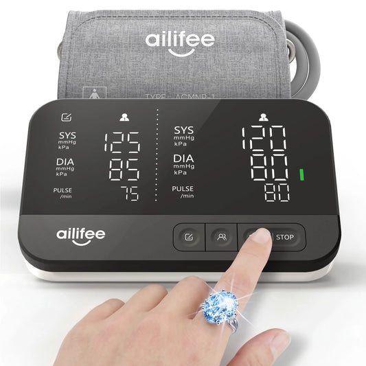 AILIFEE Upper Arm Blood Pressure Monitors for Home Use, Blood Pressure Cuff arm, Large Backlit LED Split-Screen Display, Voice Broadcast, 2x90 Memory, AES-U612