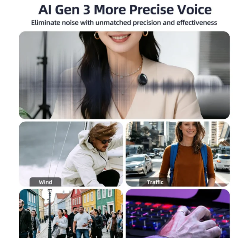Wireless Mini Microphone AI Noise Cancellation - 48kHz/24bit Studio Sound, 35Hours Battery, USB-C Lapel Lavalier Mic for iPhone, Android, Computer, Content Creators, YouTube, Streaming & Interviews