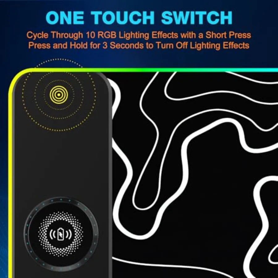 Magnetic Wireless Charging RGB Mouse Pad, Large Gaming Desk Mat Waterproof, 31.5"x11.8" Mousepad, Ultra-Smooth Surface, Non-Sli