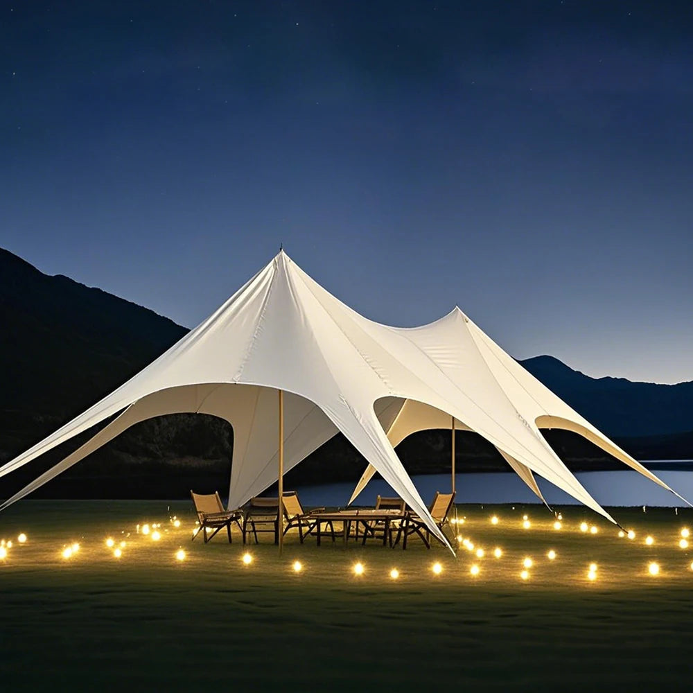 Outdoor Waterproof Stretch Canopy Tent Oxford Fabric Sun Shelter for Wedding Parties Exhibitions Glamping Trade Show Tent