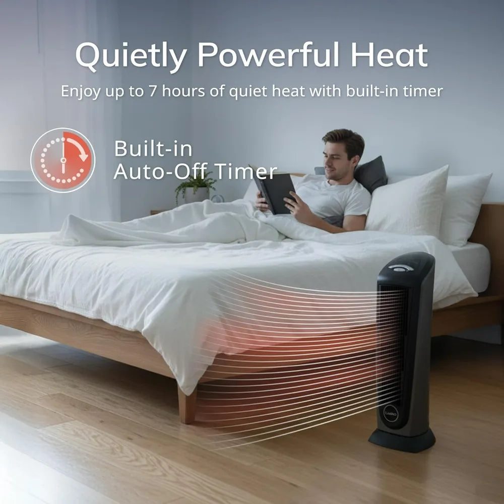 Lasko Tower Space Heater Indoor, Compact Electric Heaters for Indoor Use, Small Space Heater with Remote, Ideal Lasko Space
