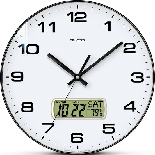 Minimalist Calendar Wall Clock With Fahrenheit Temperature Display