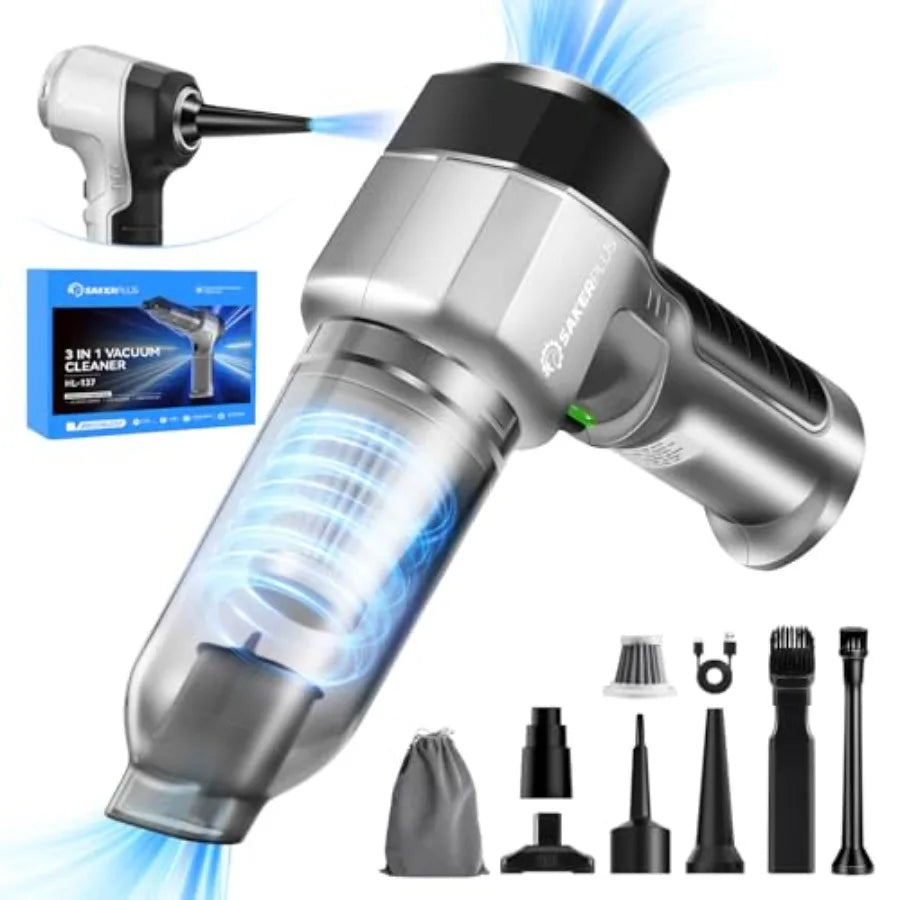 3 in 1 portable cordless mini vacuum cleaner for cars, desktop, home high-power 15000PA suction, air duster function, 7500mAh b
