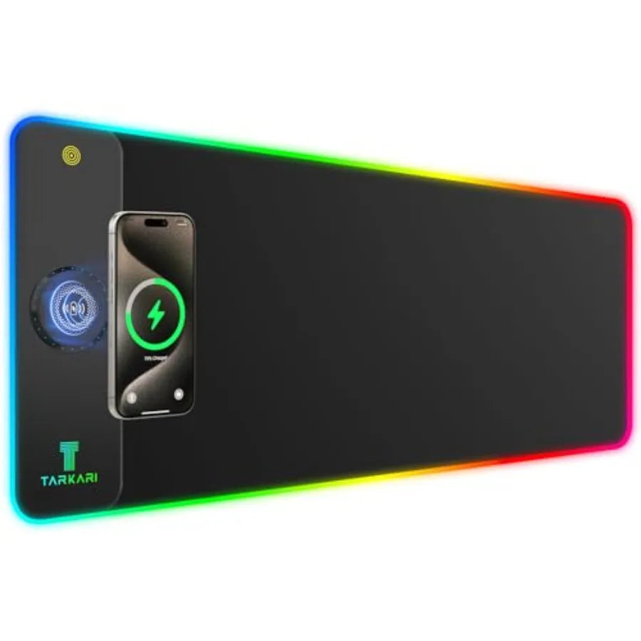 Magnetic Wireless Charging RGB Mouse Pad, Large Gaming Desk Mat Waterproof, 31.5"x11.8" Mousepad, Ultra-Smooth Surface, Non-Sli