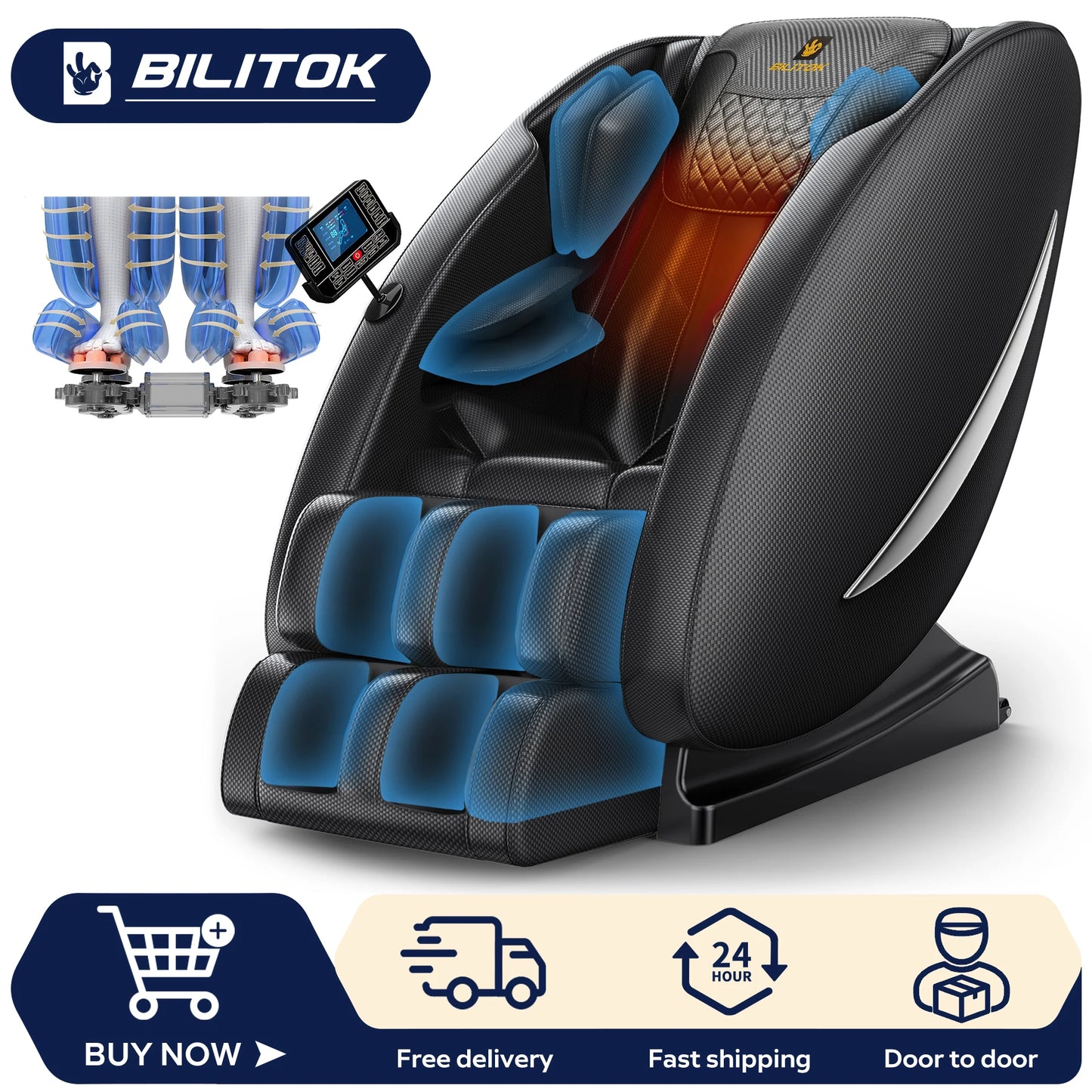 Massage Chair Recliner with Zero Gravity, Full Body Massage Chair with Heating, Airbags, Bluetooth Speaker, Foot Roller