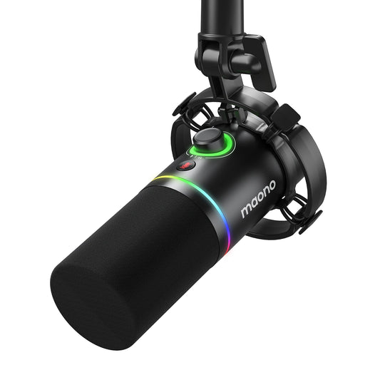 MAONO PD200X XLR/USB Dynamic Microphone for PC RGB Gaming Streaming Microphone with MAONO Link Software Mute Gain Knob Volume Control and Headphone Jack for Streaming Podcasting Recording Gaming Video