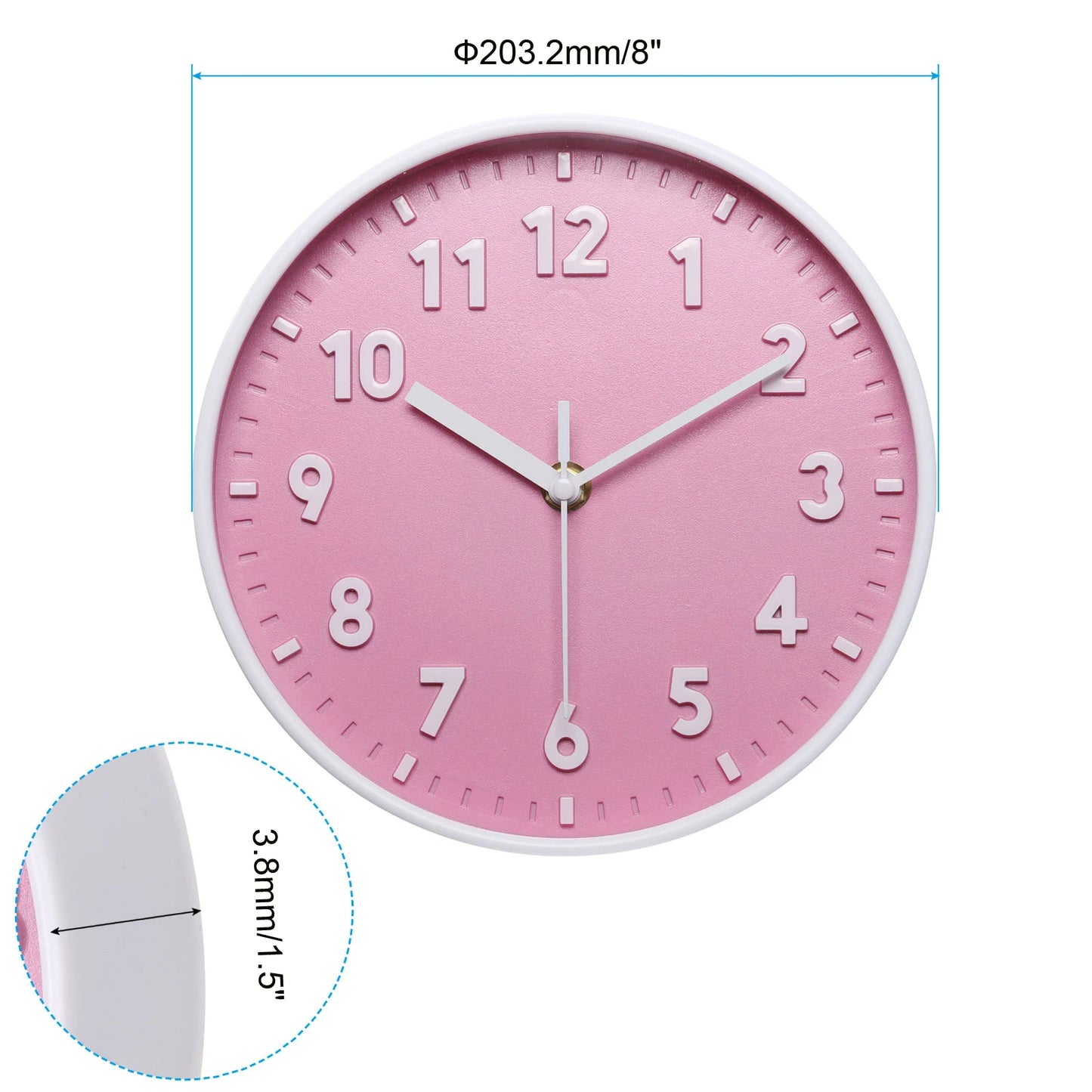 UXCELL Silent 3D Number Wall Clock Quartz Battery Operated