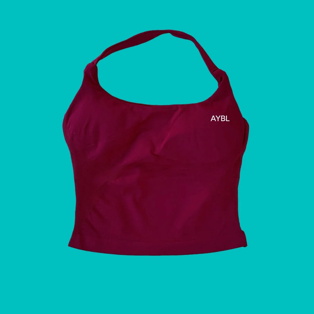 Women Seamless Halter Neck Yoga Set With High Waist Shorts