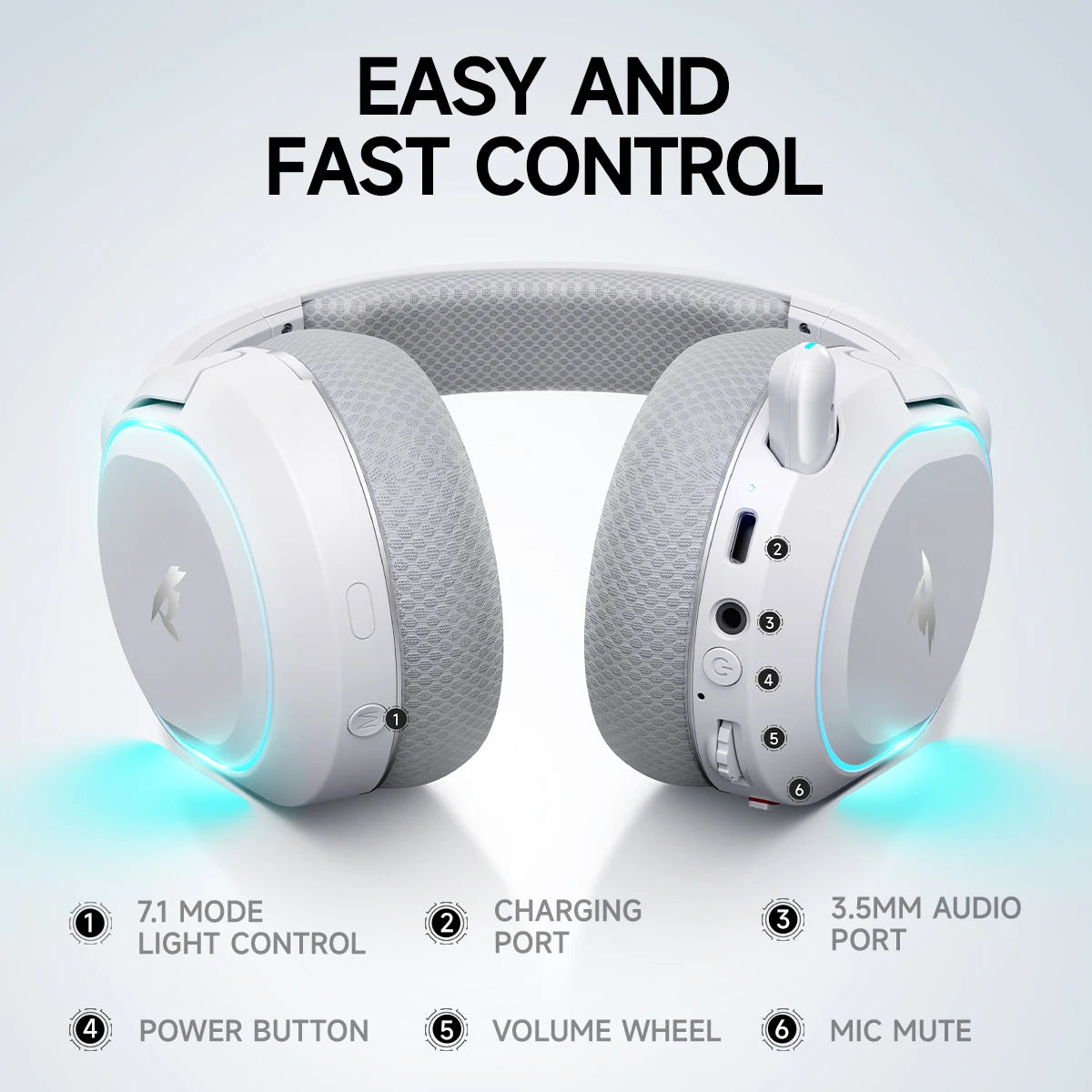 Picun Wireless Gaming Headset with Enc Microphone and Low Latency