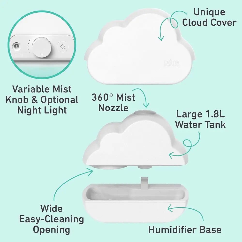 UltraCool Mist Humidifier: Quiet, Variable Mist, Up to 24 Hrs, Ideal for Nurseries and Kids' Rooms, Relieves Congestion, Colds,