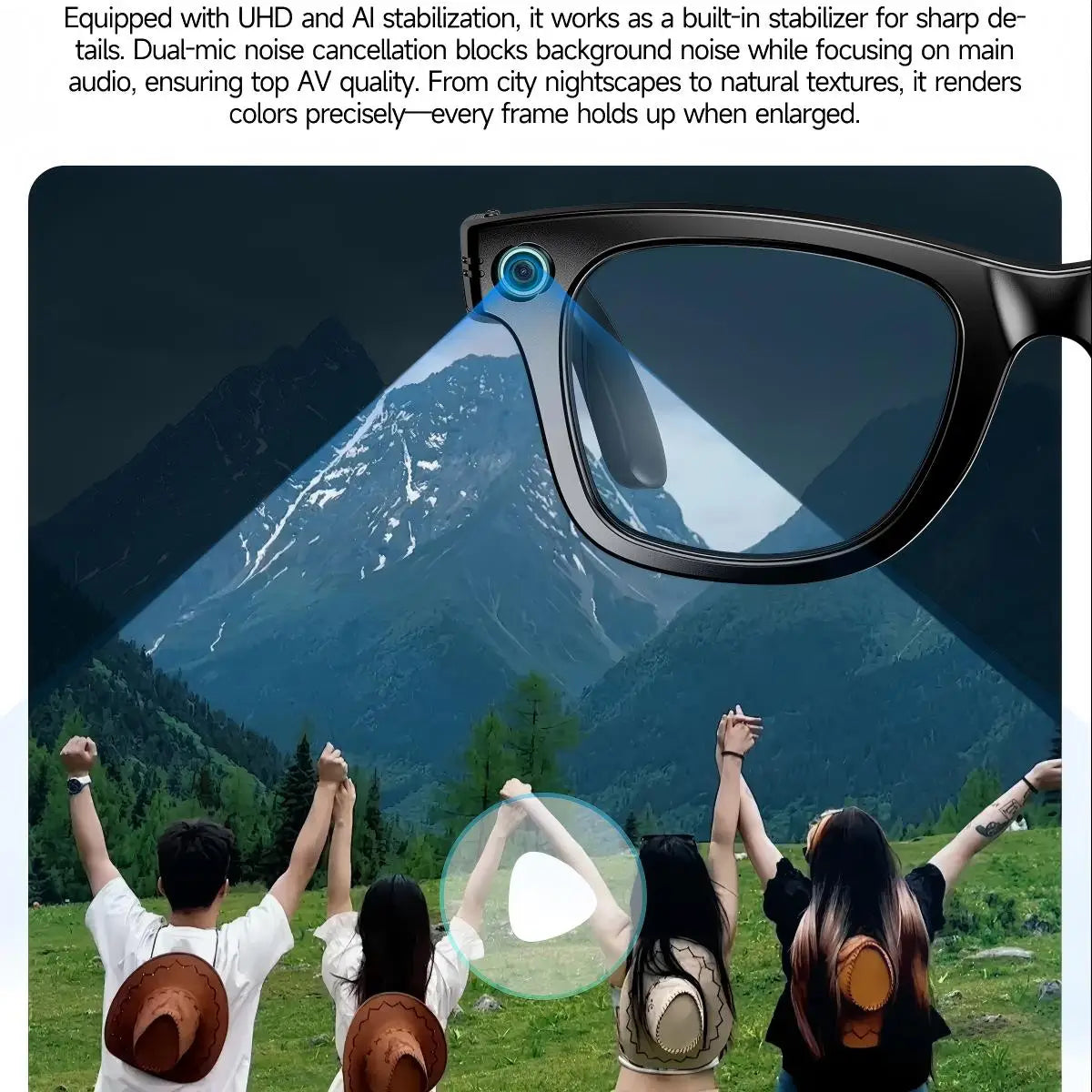 Fecoul 8MP Camera Smart Glasses With 4K Video Recording