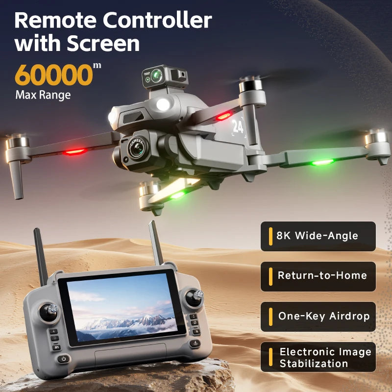Hot M24 Can Airdrop Drone With 4.5 inch Screen 3-axis Gimbal 8K Professional Camera Obstacle Avoidance Brushless Dron Toy Gift