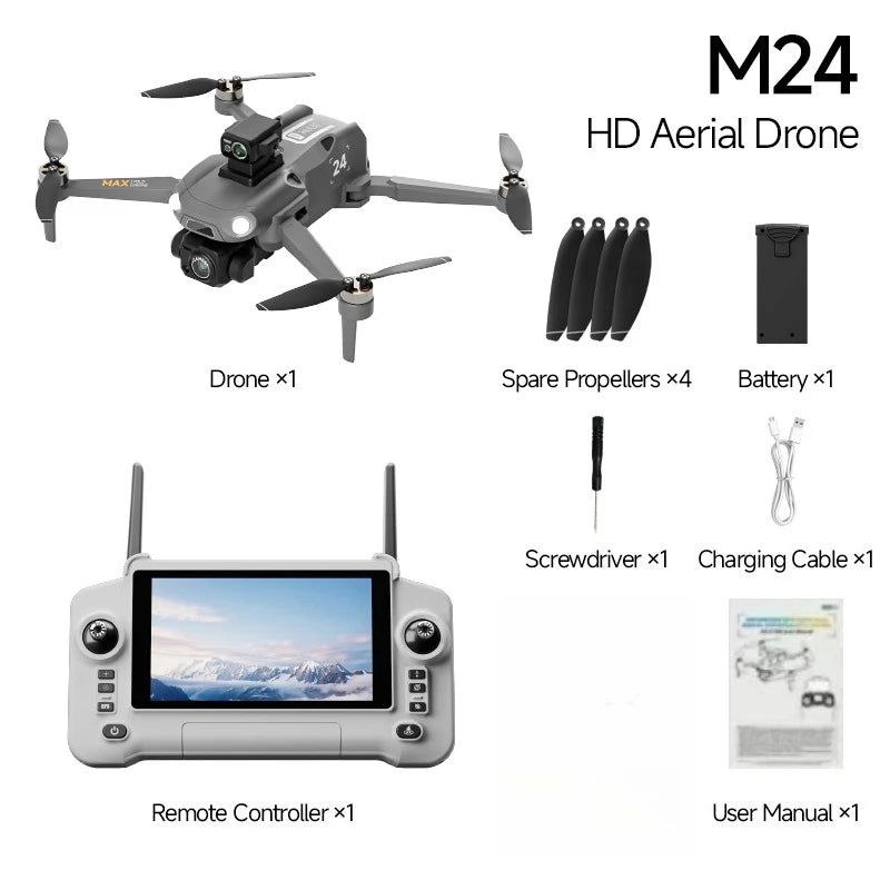 Hot M24 Can Airdrop Drone With 4.5 inch Screen 3-axis Gimbal 8K Professional Camera Obstacle Avoidance Brushless Dron Toy Gift