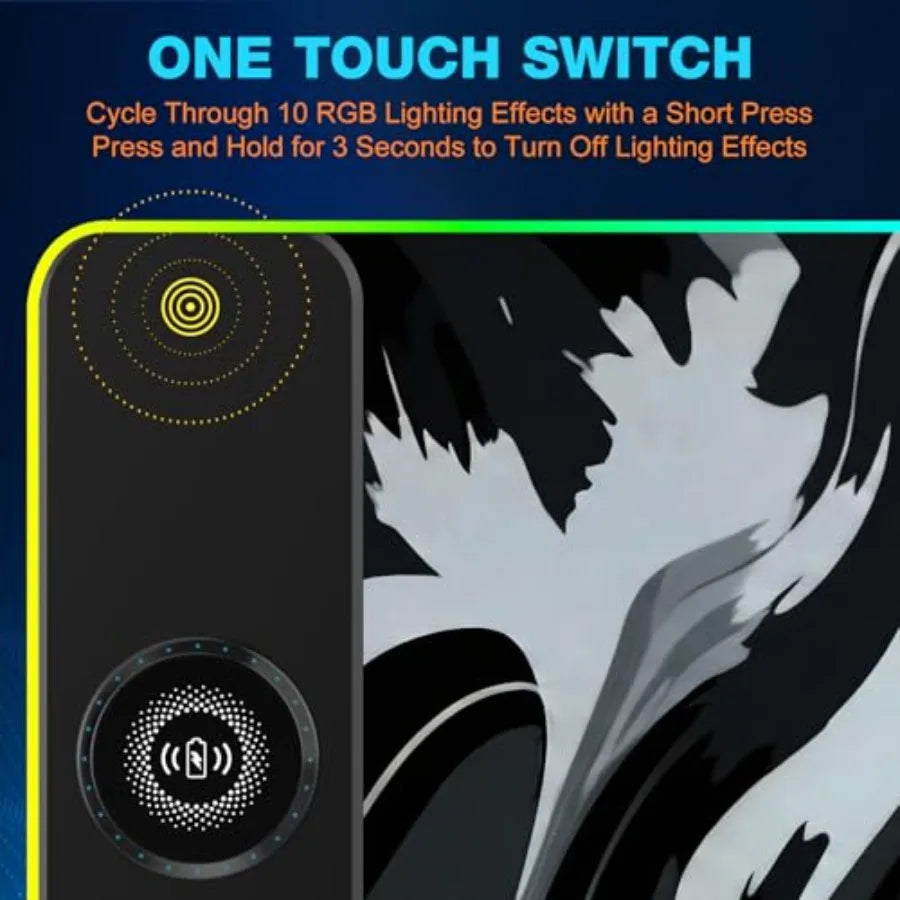 Magnetic Wireless Charging RGB Mouse Pad, Large Gaming Desk Mat Waterproof, 31.5"x11.8" Mousepad, Ultra-Smooth Surface, Non-Sli