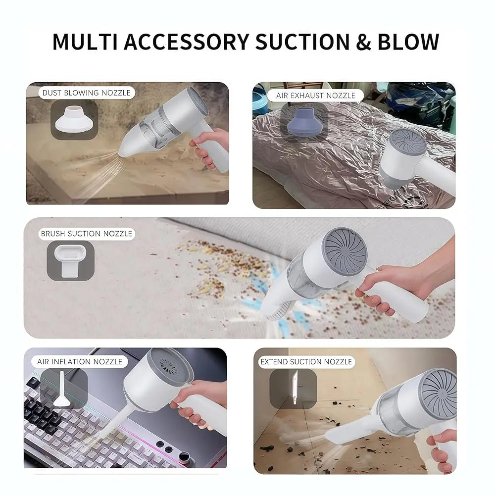 Portable Handheld Vacuum Cordless, 16000Pa Car Desk Vacuum Cleaner, High Power 5-In-1 Multi-Nozzles Wirel Vacuum With 500Ml