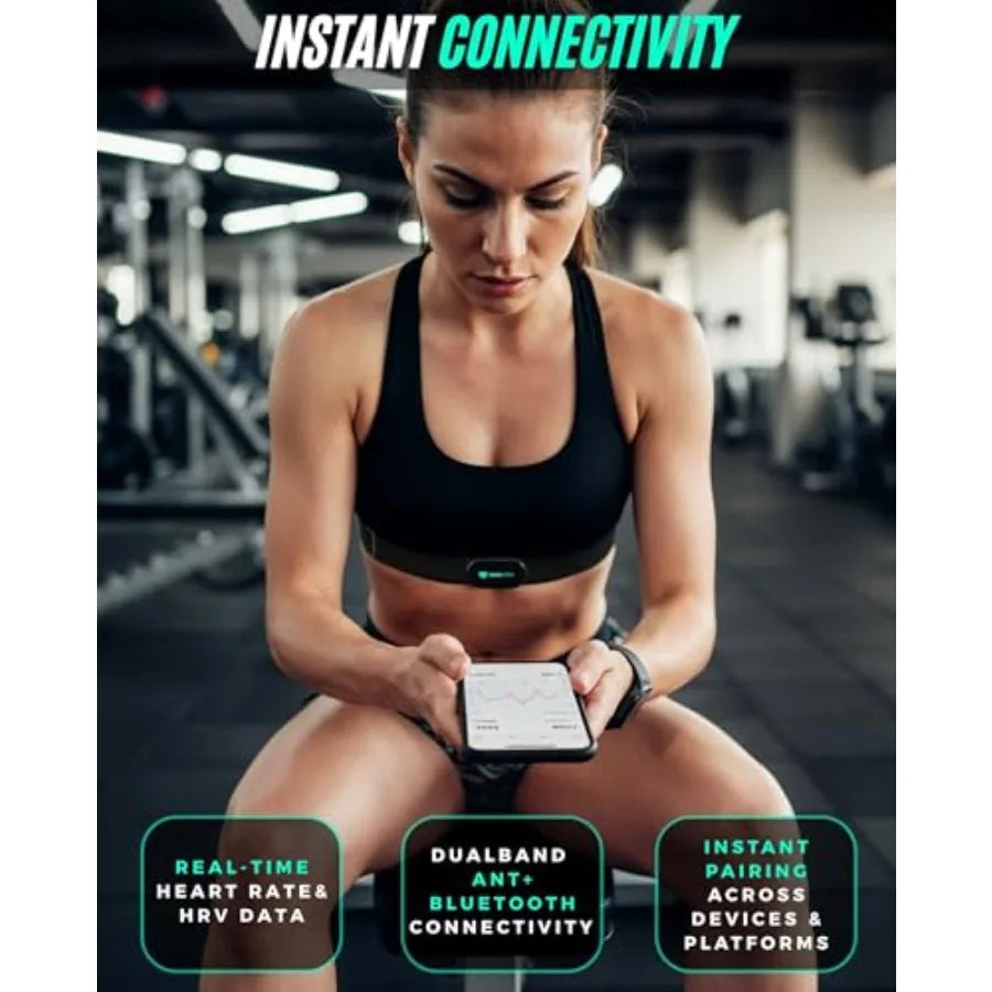Bluetooth and ANT+ Heart Rate Monitor Chest Strap - All Day Comfort, Easy Connectivity - Compatible with Polar, Garmin, Peloton
