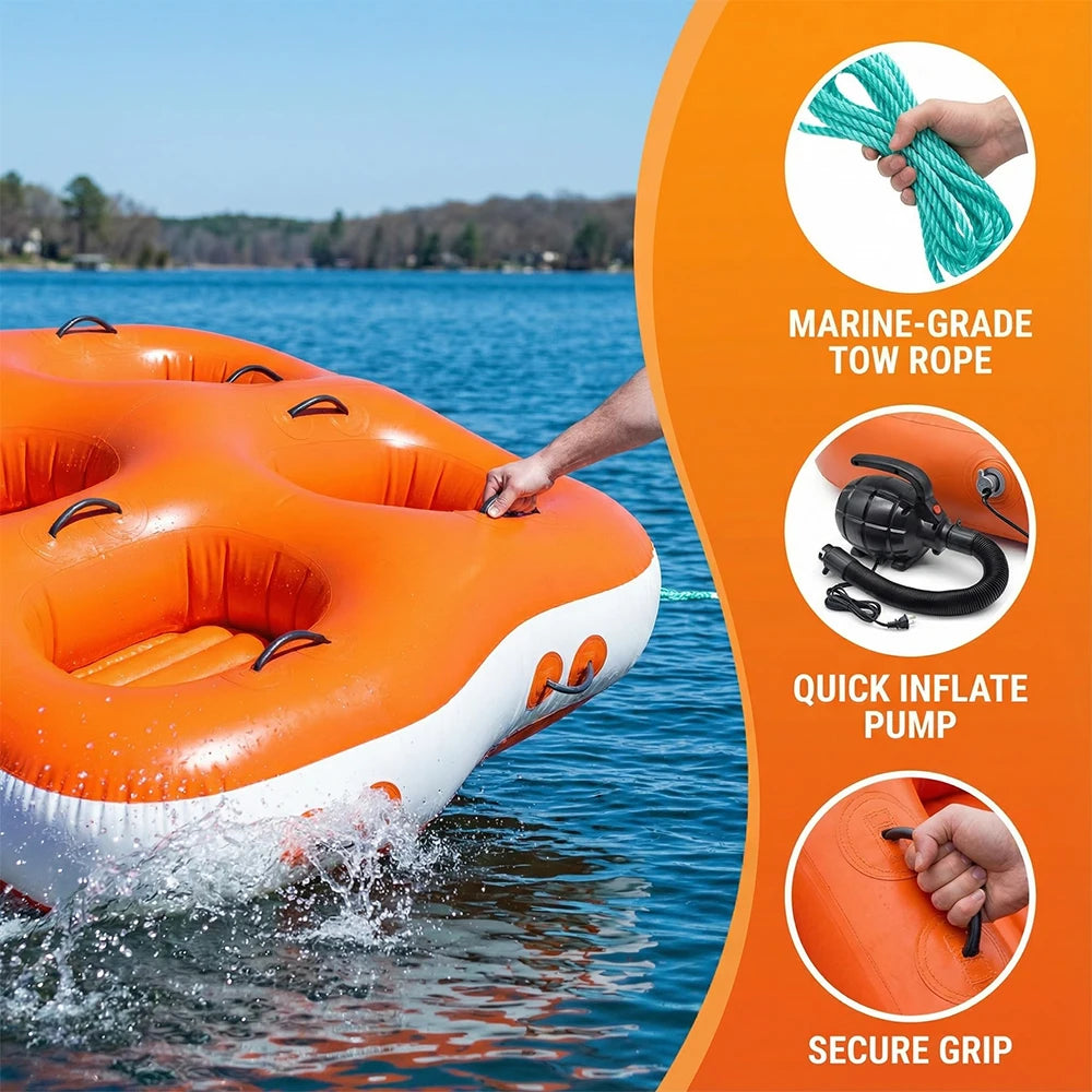 5-Person Inflatable Donut Boat Towable Water Sports Sofa Game Sea Lake Boat Rides Floating Towable Tube Boat  for Water Fun