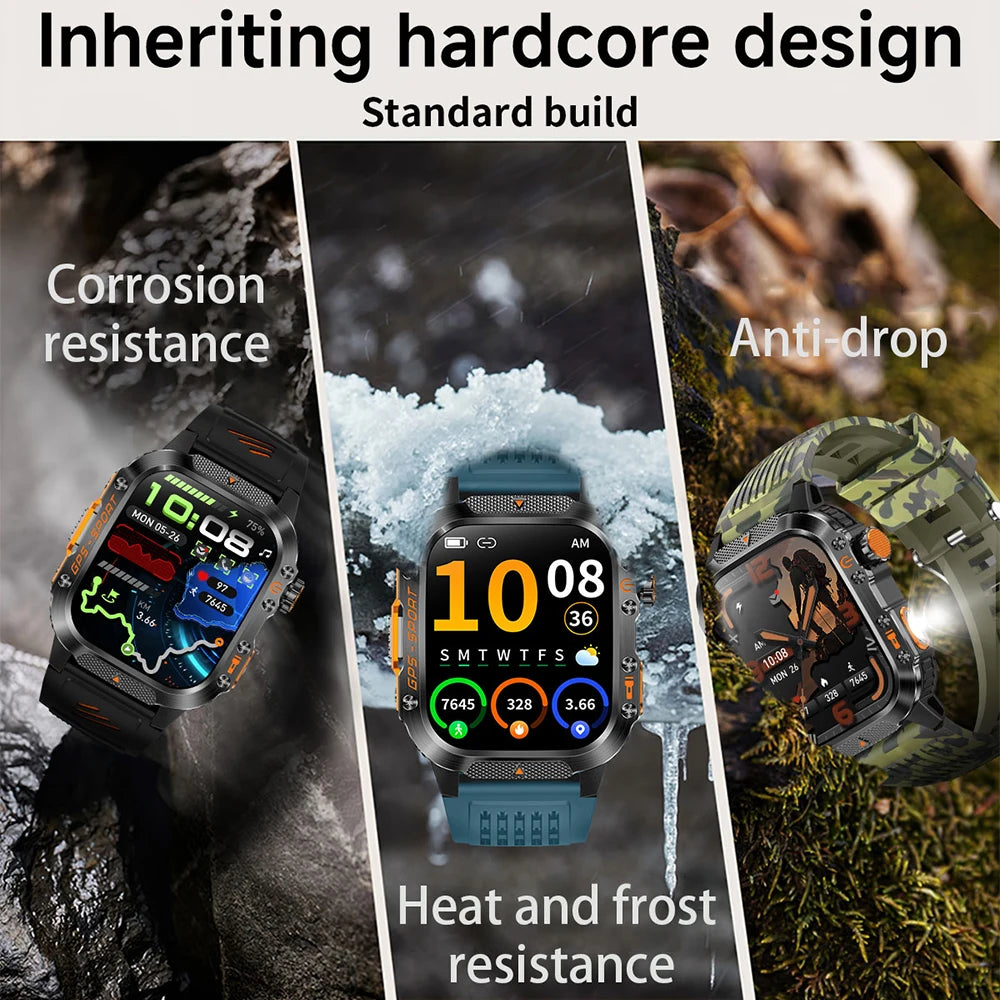Military GPS Smartwatch With Compass 3ATM Waterproof For Men Women